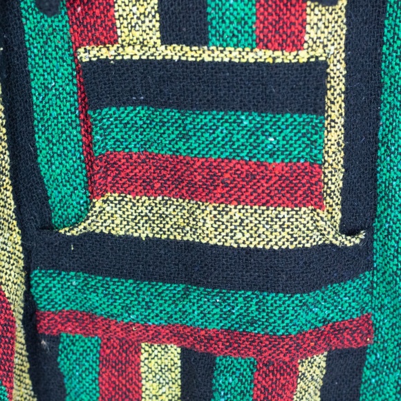 Women’s Baja Hoodie Pullover Striped Boho Surf Poncho XS/S Rasta Colors - Picture 4 of 5